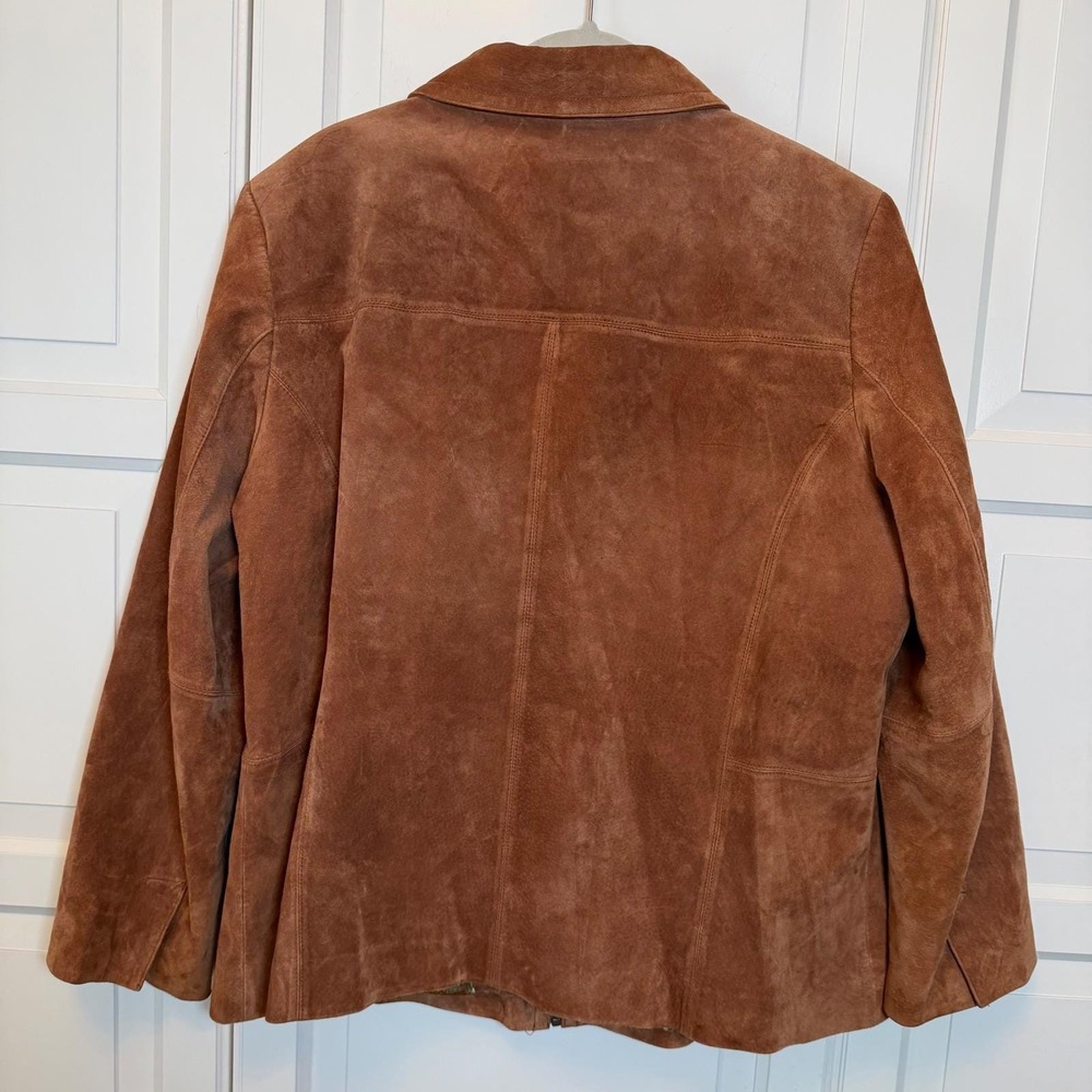 Liz Claiborne‎ rust brown suede jacket early 2000s / Y2K Paisley lining size 16 - Picture 4 of 8
